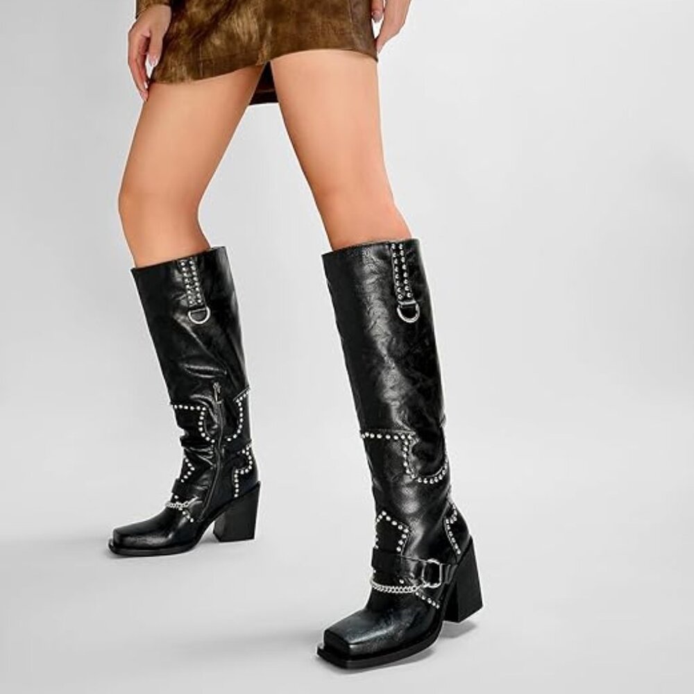 Women Platform Wide Calf Knee High Boots